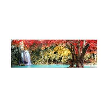 Imagem de BMZFYBS Pintura de paisagem - imagem de arte de parede - árvore de outono lago - impressões em tela natureza para sala de estar quarto decoração de casa 50 x 150 cm 20 x 59 pol. sem moldura