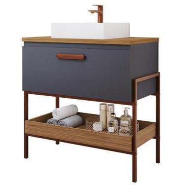 Imagem de Gabinete de Banheiro Portinari com Duna 80cm Titanium/Freijo - MGM