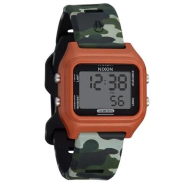 Imagem de NIXON Ripper A1399-100 m Relógio esportivo digital masculino resistente à água (face de 36,5 mm, pulseira de silicone de 20 mm) - Feito com plástico oceânico reciclado, Ferrugem/camuflagem, One Size,