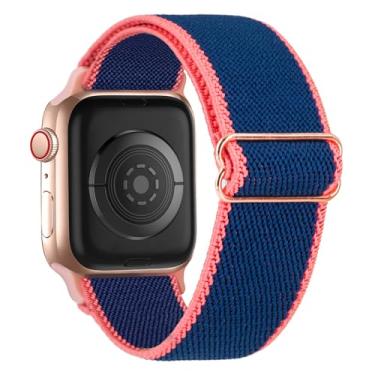 Imagem de Pulseira de nylon elástico compatível com Apple Watch séries 10, 9, 8, 7, 6, 5, 4, 3, 2, SE, Ultra 2 de 38 mm, 40 mm, 40 mm, 40 mm, 41 mm, 42 mm, 44 mm, 46 mm, 49 mm (série 3)/44 mm/45 mm/46 mm/49 mm)
