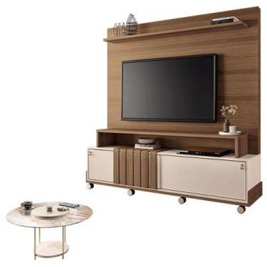 Imagem de Estante Home Theater Bold Off White Castanho E Mesa De Centro Sky Com 