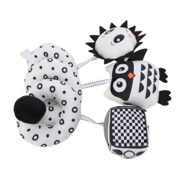 Imagem de Berço Preto de Coruja Branca Berço Pendurado de Berço Com Chocalho para Desenvolvimento Visual e Habilidades Motoras Finas, Brinquedos de Carrinho de bebê Pendurados