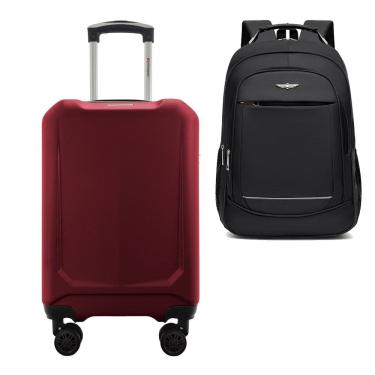 Imagem de Kit Mala de Viagem Bordo 10kg ABS Rígida Rodas 360º Duplas Cadeado Segredo Gladiador A6MB com Mochila Executiva Notebook