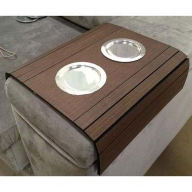 Imagem de Kit 02un Esteiras Braço Sofá Porta Copos de Alumínio Tabaco