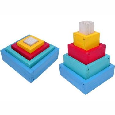 Imagem de Caixas De Encaixe Em Madeira - Multicolorido - Ciabrink