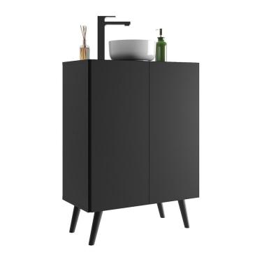 Imagem de Gabinete De Banheiro Retrô 63 Cm Com 2 Portas Fg5006 Preto