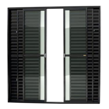 Imagem de Porta Balcão 6 Folhas Super 25 Vidro Liso 210cm X 200cm Brimak Preto