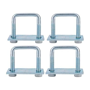 Imagem de YsXoWiui 4 peças de suportes de parafuso em U, grampos de mola de lâmina para serviços pesados ​​para trailers de RV, 7.94 X 10.5 Cm