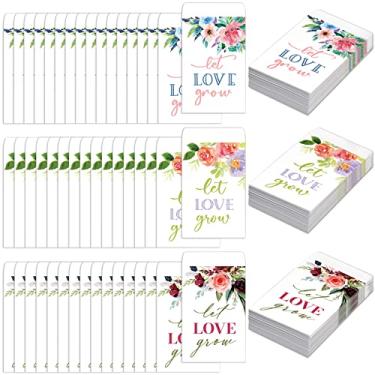 Imagem de 150 pacotes de sementes de vegetação Let Love Grow Pacotes de sementes autoadesivos envelopes de casamento retrô Natal Dia dos Namorados lembrancinhas de casamento para convidados, 3 estilos (flores)