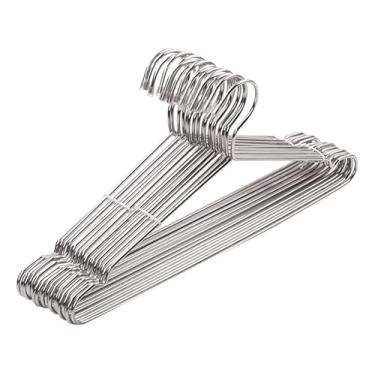 Imagem de Kit 20 Cabides de Metal Adulto – Aço Cromado Resistente com Presilha Antiderrapante | Ideal para Camisas, Calças e Vestidos | Organizador de Roupas Premium