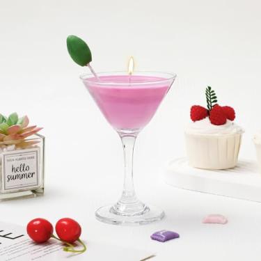 Imagem de JarThenaAMCS Pink Lady Martini velas perfumadas de cera de soja em copos para mulheres, festas de aniversário, casa, quarto, café, bar, decoração de mesa