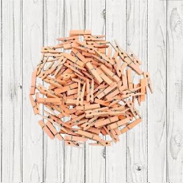 Imagem de Mini pregador Mini prendedor De Madeira 2,5cm pacote Varal De Foto Mural Memory(MADEIRA,300)