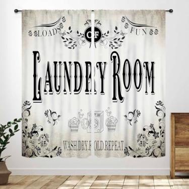Imagem de Cortinas de lavanderia para janelas, casa de fazenda rústica, lavagem a seco, dobra repetida, vintage, marrom, tratamentos de janela, quarto, sala de estar, banheiro, 2 painéis, 106 x 137 cm