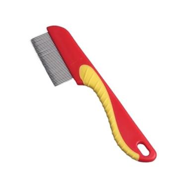 Imagem de Pente para pulgas Remover pulgas e carraças Remover pêlos mortos Cão e gato Animais de estimação (1,Vermelho (Dente Curto))