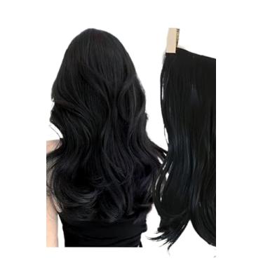 Imagem de Aplique de Cabelo em Tela Formato U, Fibra Orgânica, Liso com Pontas Onduladas, 45cm, 128g, Preto