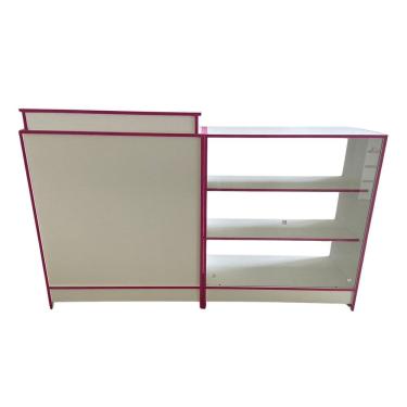 Imagem de Balcão Caixa E Balcão Expositor Com Fita Rosa Para Lojas Branco - Suprema Móveis