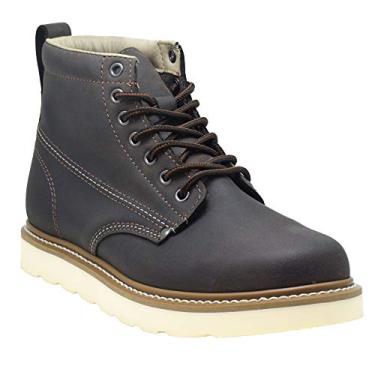 Imagem de Botas de trabalho masculinas Golden Fox de 15 cm, bota anabela simples para construção, sola leve e confortável, Dark Brown, 9.5