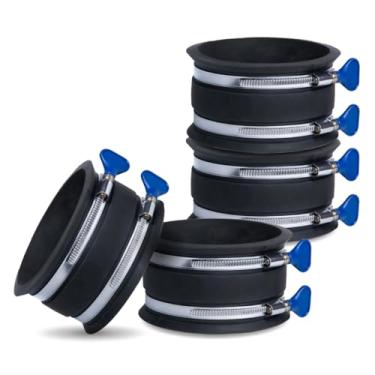 Imagem de POWERTEC 70369-P4 Punho flexível de controle de poeira de 10 cm com braçadeiras de mangueira de chave ajustáveis, conector de mangueira acoplador de borracha para marcenaria, acessórios e máquinas de