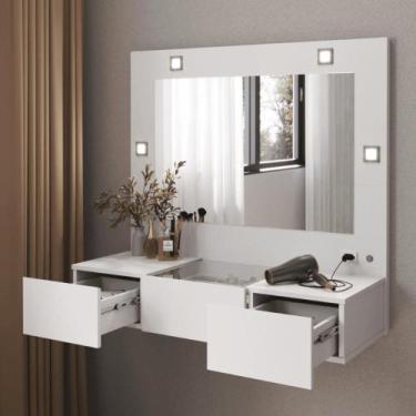 Imagem de Penteadeira Camarim Lux Lux Suspensa Sofia 3 Gavetas c/ Led Branco - M