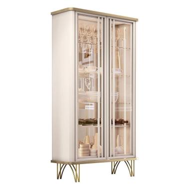 Imagem de Cristaleira évora Off White-champanhe 2 Portas De Vidro Hb Móveis Off White-champanhe