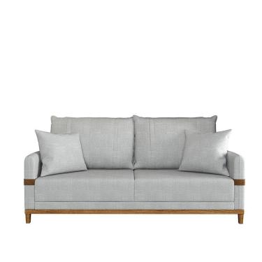 Imagem de Sofá 3 Lugares Living Com Almofadas Pés Madeira Kazu Bex`s