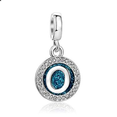 Imagem de MiiFort Pingentes com pingente de letra O em azul com letra O, pulseira Pandora, joias de aniversário, presentes para mulheres, mãe, filha, irmã, tia, avó, amiga, neta