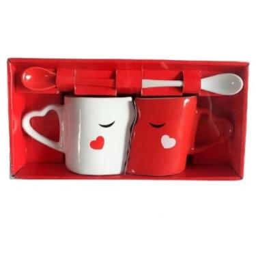 Imagem de Conjunto de 2 xícaras de café criativas da Anjiyoyo, tigela de cerâmica dupla Kiss Dia dos Namorados, copos e canecas de alta qualidade, caneca de cerâmica, leite, água, xícara de chá, copos para casa, escritório, copo, presente para amantes