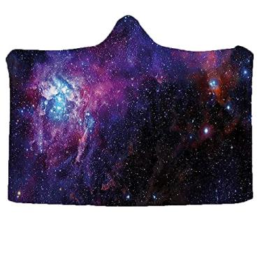 Imagem de DWADW Cobertor com capuz infantil Galaxy, nebulosa estrelada, nebulosa, nuvem, imagem do tema celestial, estampa de elementos artísticos, cobertor vestível para sofá, bebê, crianças, homens, mulheres,