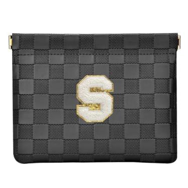 Imagem de HIGH FIT Bolsa de cosméticos de couro para bolsa, bolsa de maquiagem inicial organizador de acessórios cosméticos para batom, Preto, P