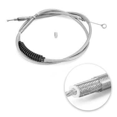 Imagem de Mofun 68 11/16" Stainless Steel Braided Extended Length Clutch Cable Compatible with Harley Dyna 1991-2005, Fit Touring Electra Glide Road Glide Softail Fat Boy Low Rider, Chrome