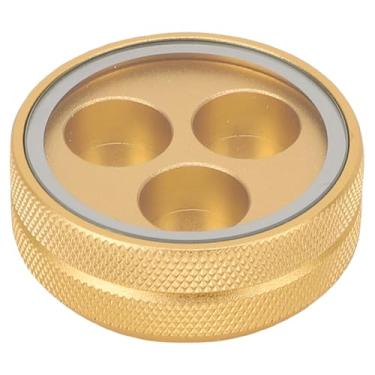 Imagem de Asixxsix Caixa de Armazenamento de Dicas de Sugestão da Piscina de Bilhar, Botão de Alumínio 3 Orifícios de Bilhar Portátil Billiard Dicas de Contêiner para Pistas de Piscina e (Ouro)