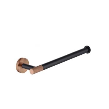 Imagem de Conjunto de banheiro preto e ouro rosa - suporte para papel higiênico e ganchos para roupão de aço inoxidável - ferragens para montagem em parede, porta-toalhas A