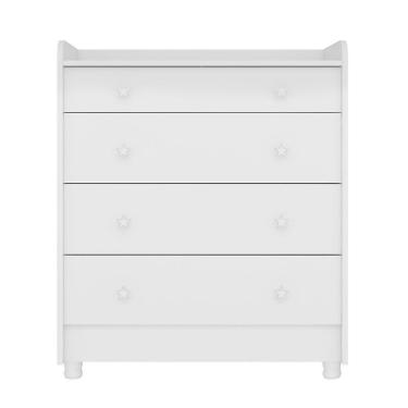 Imagem de Cômoda Infantil 4 Gavetas Doce Sonho Branco Com Trocador E Pés - Qmovi Branco