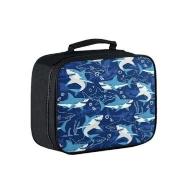 Imagem de Lancheira infantil, lancheira de tubarão com isolamento térmico com bolso com zíper para meninos e meninas, lancheira reutilizável portátil de volta às aulas mantém a comida fresca para o jardim de