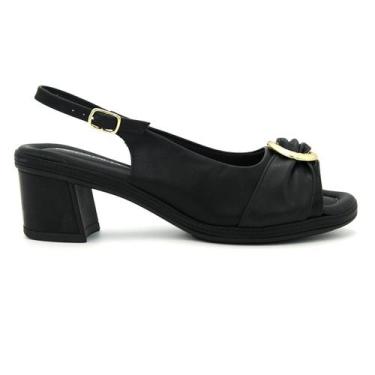 Imagem de Sandalia Piccadilly Original Salto Baixo Grosso Feminino 067, 35, Pret