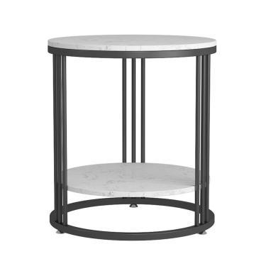 Imagem de Mesa De Centro Redonda Mesa Lateral Redonda De Mármore Moda Nórdica Mesa De Centro De Arte Em Ferro Mesa De Cabeceira Mesa De Canto Para Quarto Sala De Estar, White