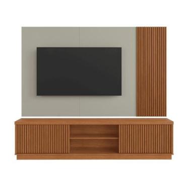 Imagem de Rack Com Painel Valencia 2 Porta Ripado TV 65 MDF - Mavaular, Naturall