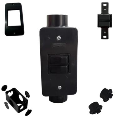 Imagem de Conjunto Completo Interruptor Duplo Preto 1pol C/Condulete Sobrepor PVC Antichamas (Preto)