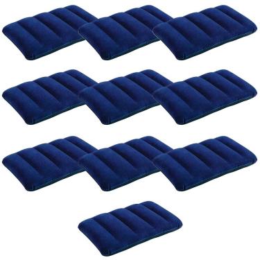 Imagem de Kit 10 Travesseiros Inflável Intex Camping Viagem Cama Colchão Praia