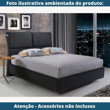 Imagem de Cama sem Cabeceira MH-2696 Herval Estofado Queen para Colchão 158 cm em Linho  A