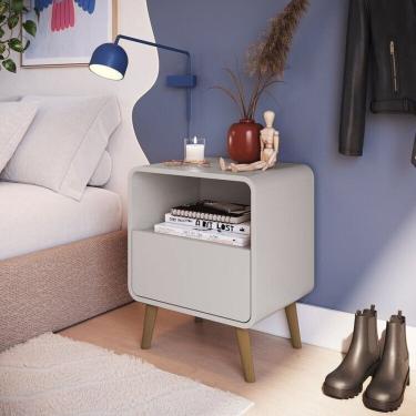 Imagem de Conjunto Duas Mesas de Cabeceira com 01 Gaveta Linha Curve Bege Dunas