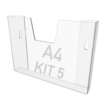 Imagem de Kit 5 Displays Porta Folha Parede A4 Acrílico Ps Horizontal
