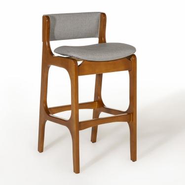 Imagem de Banqueta Alta Ella em Madeira Estofada Facto Cinza Claro L96 RMI