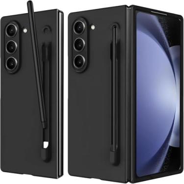 Imagem de Capa para Samsung Z Fold 6 com toque de pele de luxo para PC, com suporte para S Pen e compartimento para caneta stylus (para Samsung Z Fold 6/preto)