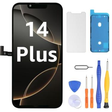 Imagem de LL TRADER Substituição de tela para iPhone 14 Plus 17.0 cm LCD Retina FHD Display COF Touch Screen Digitalizador com kits de ferramentas de reparo, fita impermeável, protetor de tela (Truetone