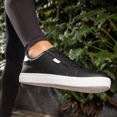 Imagem de Tênis Feminino Casual Confortável Solado Reto Elástico - Mendii, Preto