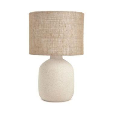 Imagem de Abajur Luminária Em Cerâmica e Fibra Natural 18269 48x33,5cm