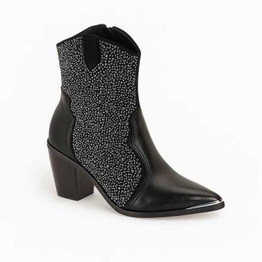 Imagem de Bota Feminina Western Vizzano com Pedraria Preto