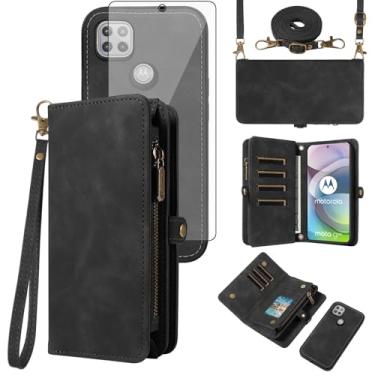 Imagem de Asuwish Capa de celular para Motorola Moto One 5G Ace/G G5 2021 com zíper carteira celular com alça protetora de tela de vidro temperado flip porta-cartões MotoOne 1 One5G UW Ace 6.7 XT2113-3 XT2113-5