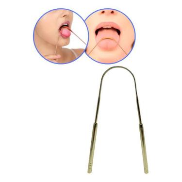 Imagem de Raspador Limpador De Língua Dourado Higiene Bucal Profunda - Comum, Do
